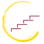 Goldener Kreis mit Treppe für Auf der Karriereleiter.