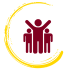 Goldener kreis mit 3 Menschen für mit Klarheit führen.
